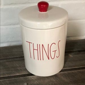 Rae Dunn Things Container Red Font